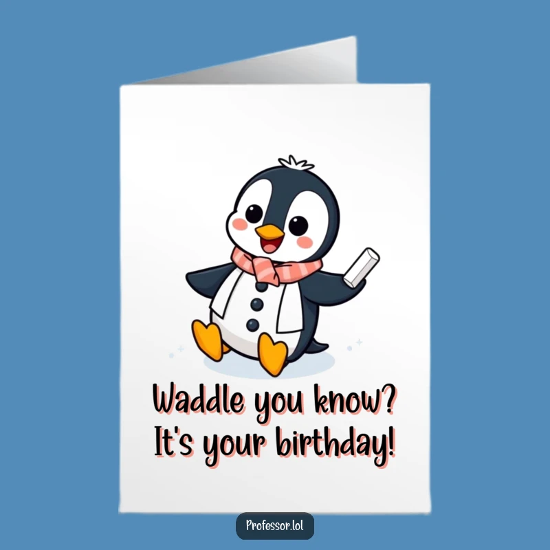 Free Printable Penguin Professor Birthday Card - Funny Downloadable Chalkboard Greeting