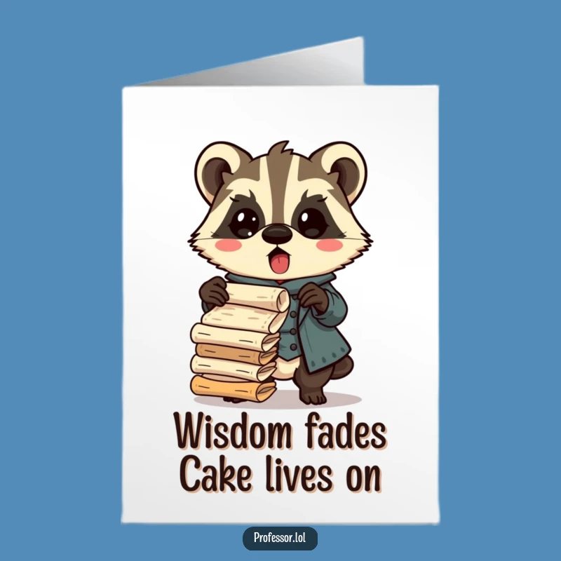 Surprised Badger Professor Free Printable Birthday Card - Funny Downloadable Gift