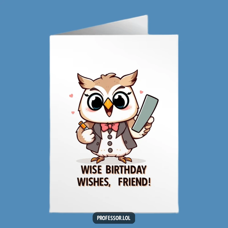 Free Printable Birthday Card: Wise Owl Professor, Funny Downloadable Gift!
