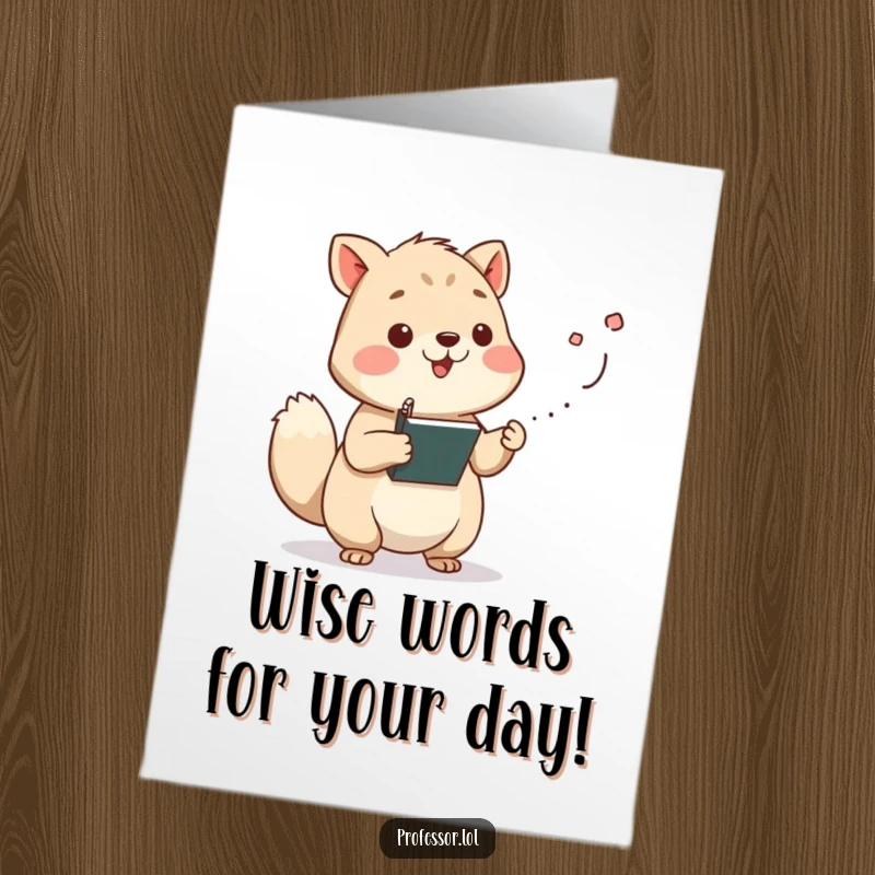 Funny Free Printable Birthday Card: Wise animal character lecturing animatedly, chalk dust flying from its paw.