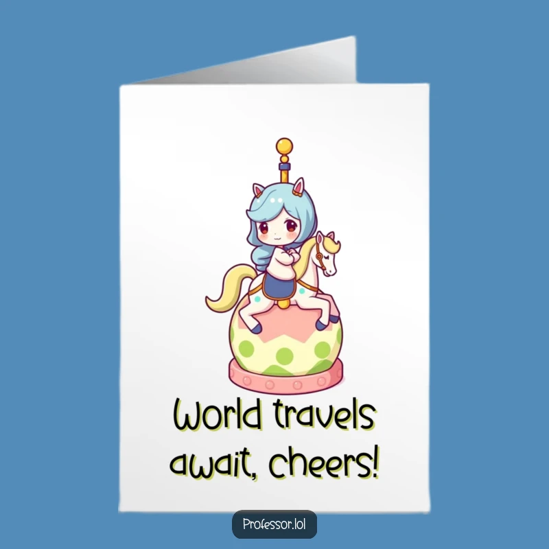 Free Printable Birthday Card: Funny Globe Rider Character, Hilarious Downloadable Gift