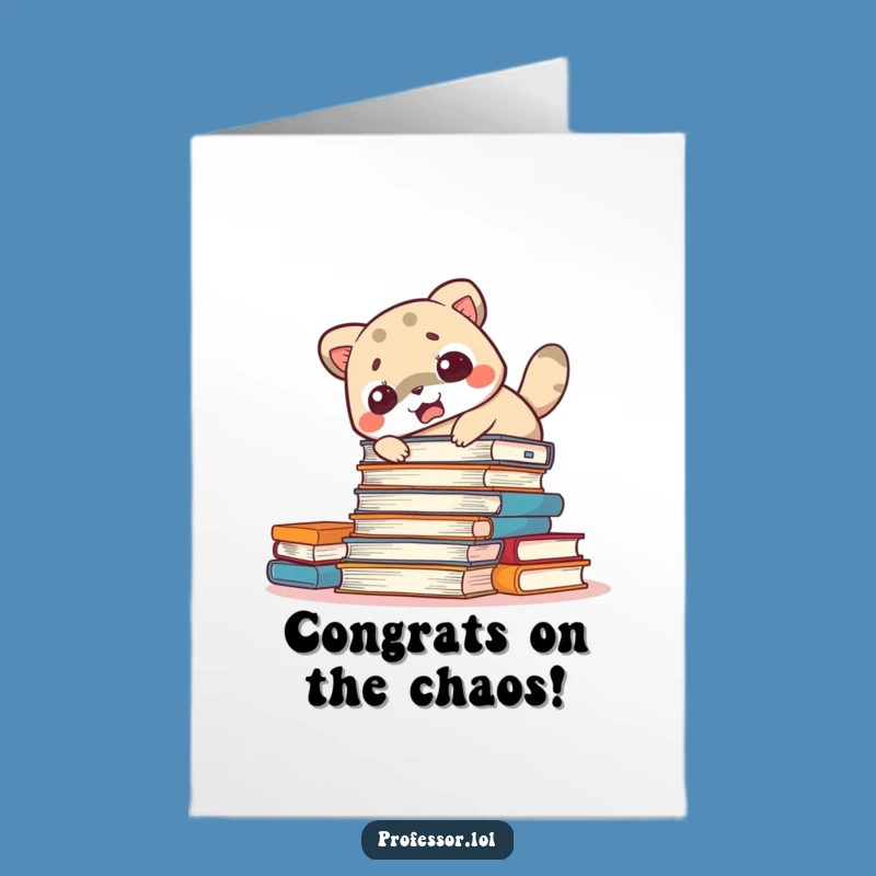 Free Printable Book Drop Congrats Card: Funny Animal Oopsie Downloadable Gift