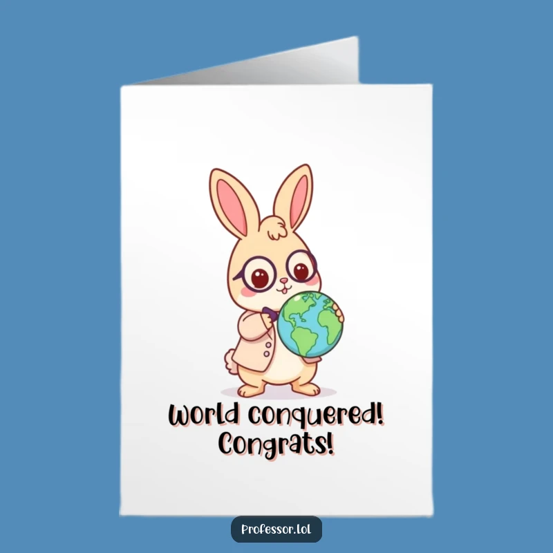 Congrats Rabbit Professor Free Printable Card - Bouncing Globe Success