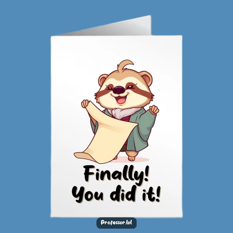 Free Printable Sloth Professor Congrats Card - Funny Downloadable Slow Scroll Greeting