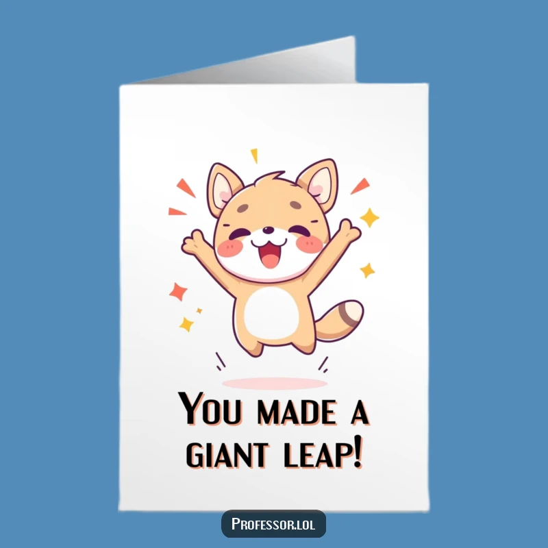Free Printable Congrats Card: Breakthrough Animal Leap - Celebrate Success with a Funny Downloadable!