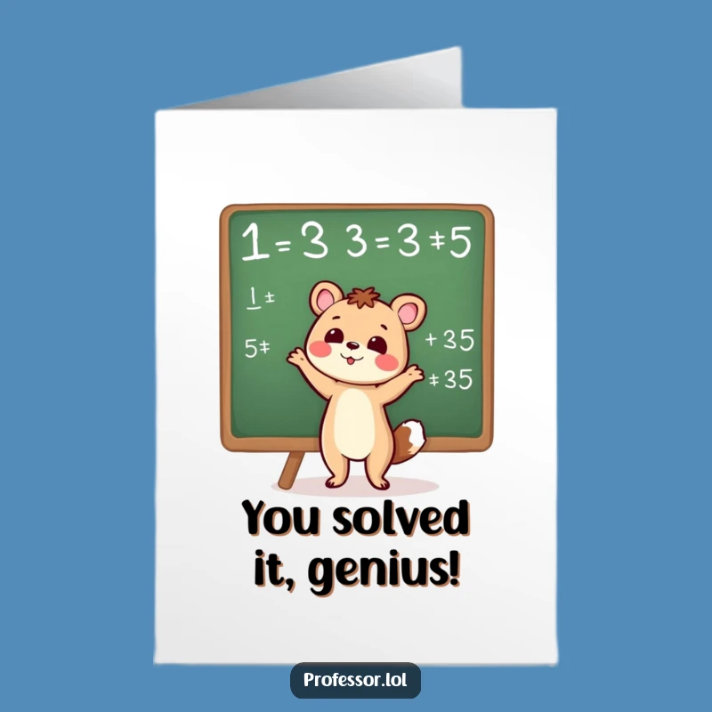 Free Printable Congratulations Card: Animal Solves the Equation for Your Success!