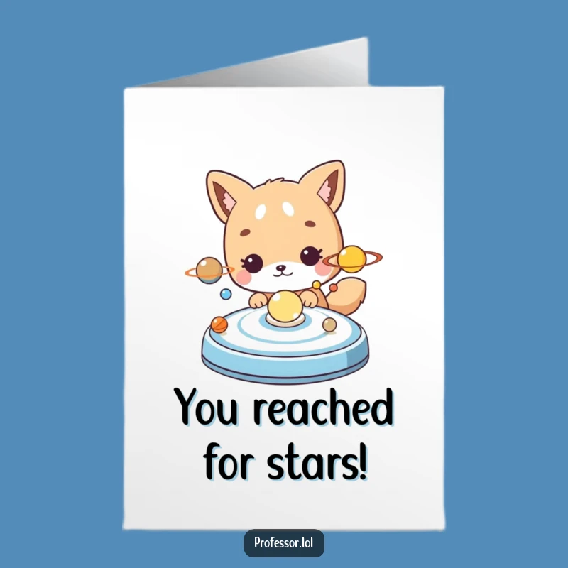 Free Printable Congratulations Card: Curious Animal Astronomer, Stellar Achievement Downloadable Gift