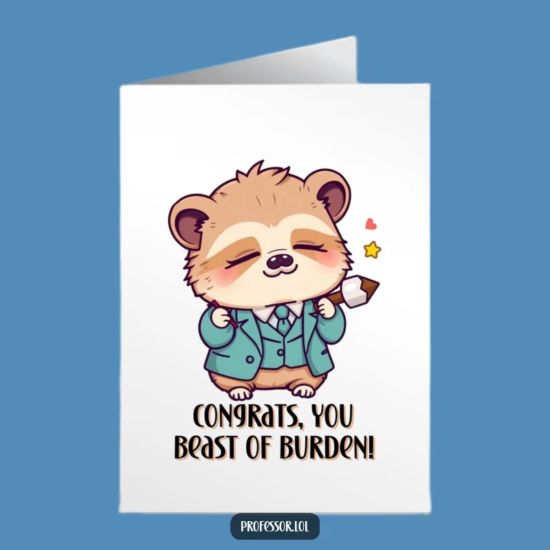 Free Printable Kawaii Sloth Congrats Card: Funny Downloadable Gift for Achievements Achieved