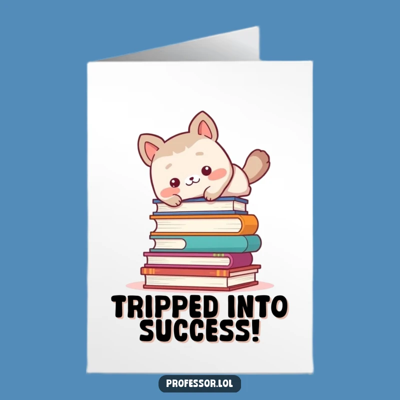Free Printable Congratulations Card: Clumsy Animal Scholar, Overcoming Hurdles Downloadable Gift