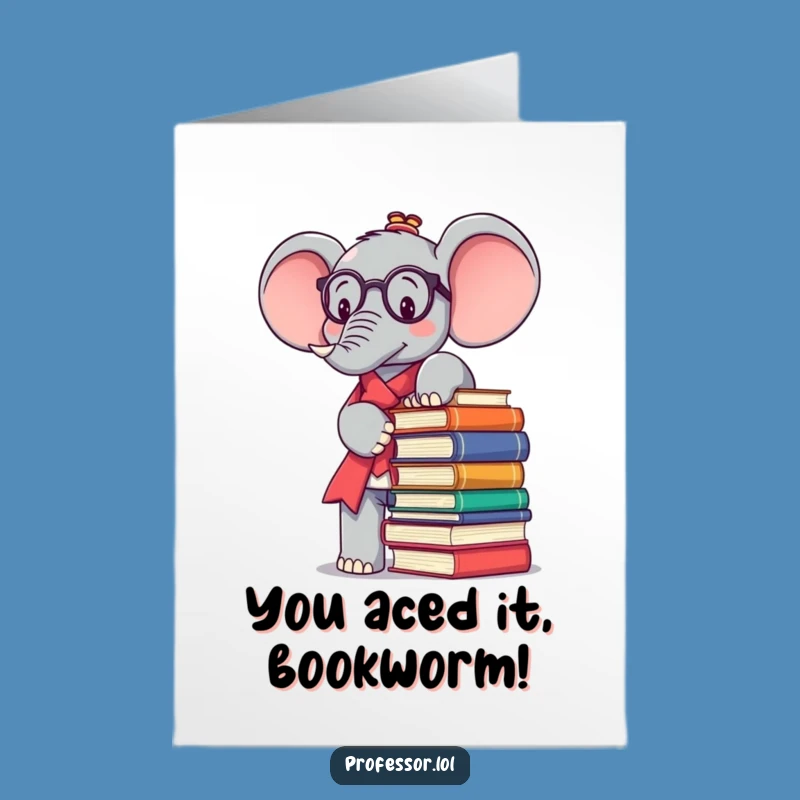 Free Printable Congratulations Card: Kawaii Elephant Professor Achievement Downloadable Gift
