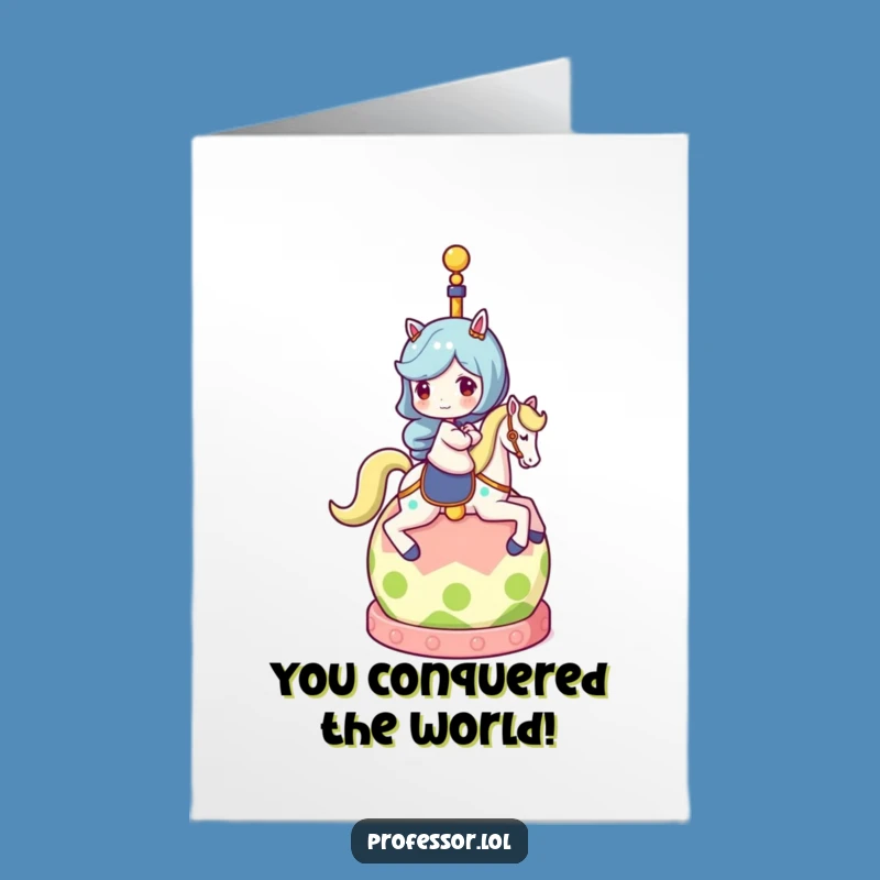 Free Printable Congrats Card: Whimsical Globe Rider, Perfect Downloadable Gift