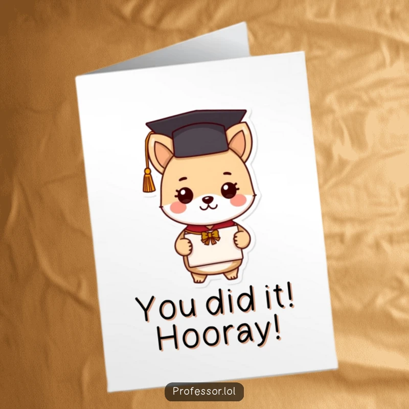 Funny Free Printable Graduation Animal Card: A jubilant animal with a diploma, celebrating a major accomplishment.