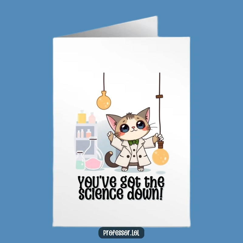 Free Printable Cat Professor Congrats Card - Funny Downloadable Lab Greeting