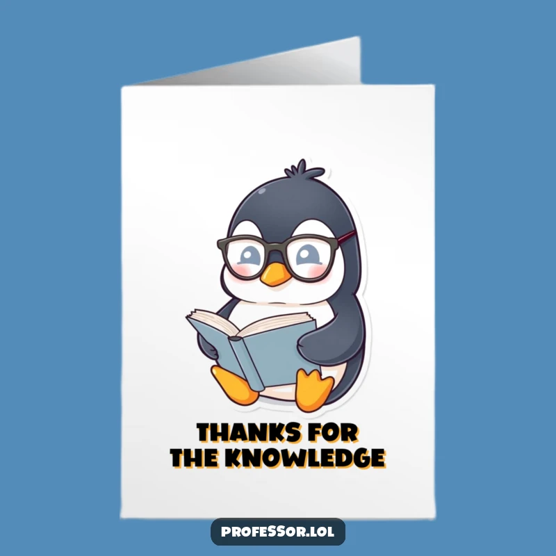 Free Printable Bookish Penguin Thank You Card: Funny Downloadable Gift of Gratitude!