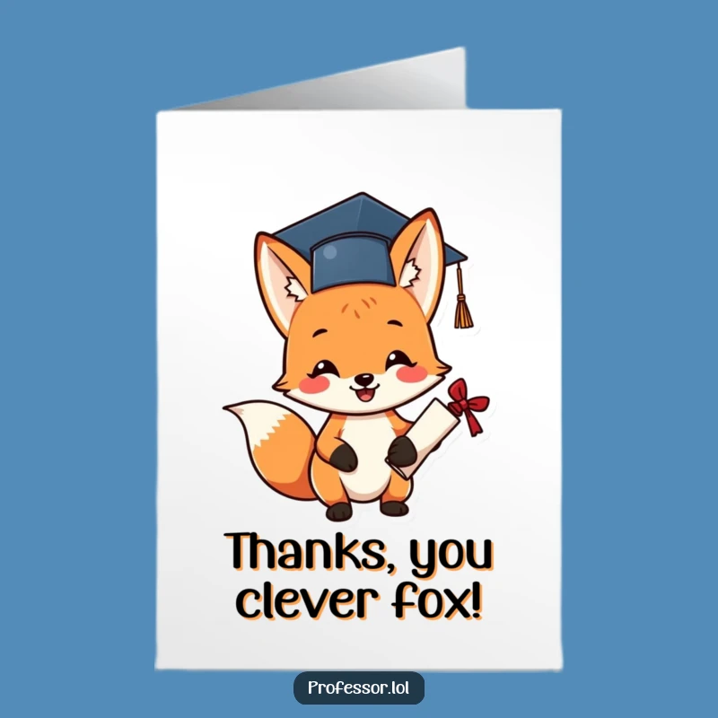 Free Printable Fox Thank You Card - Funny Graduate's Downloadable Gift