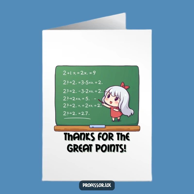 Free Printable Thank You Card: Character Thanking You with Chalkboard Equations
