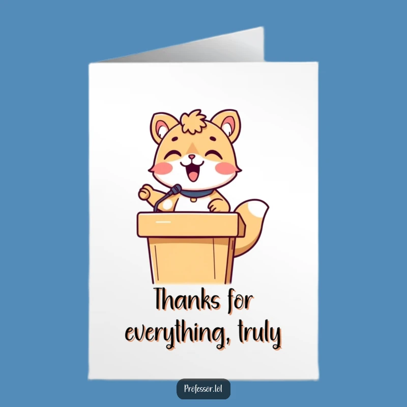 Free Printable Thank You Card: Humorous Lecturing Animal, Grateful Professor Downloadable Gift