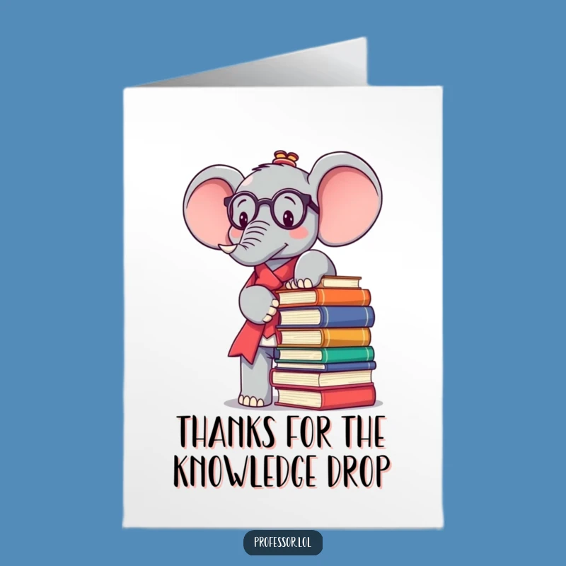 Free Printable Thank You Card: Kawaii Elephant Professor Expressing Gratitude Gift