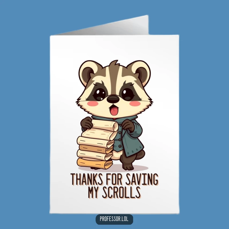 Thank You Badger Professor Free Printable Card - Scroll Surprise