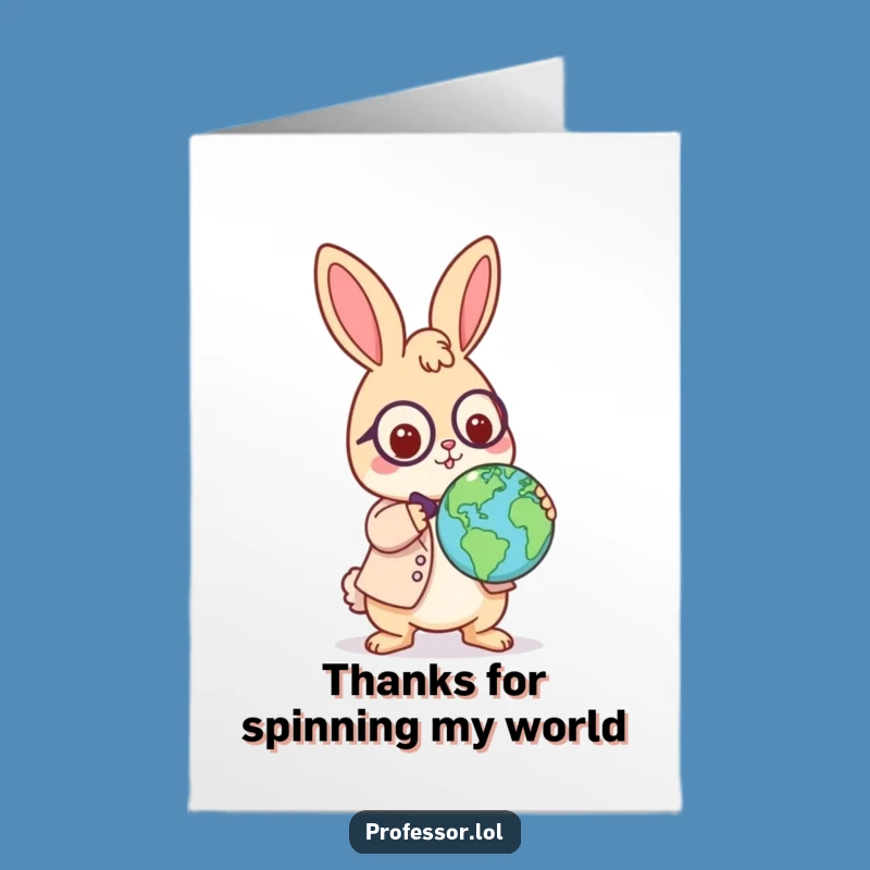 Thank You Rabbit Professor Free Printable Card - Globe Balance