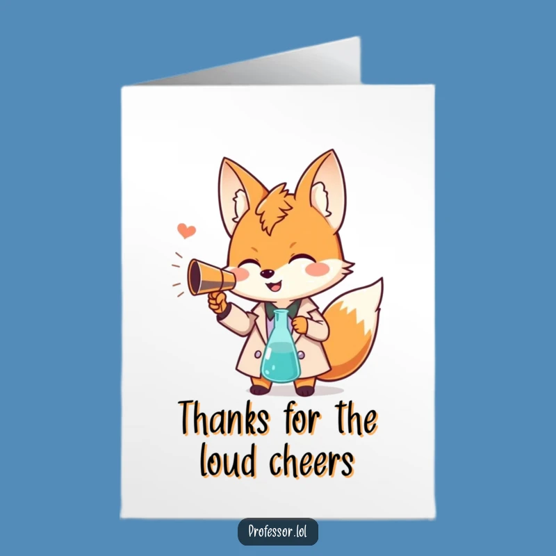 Thank You Fox Professor Free Printable Card - Beaker Announcement