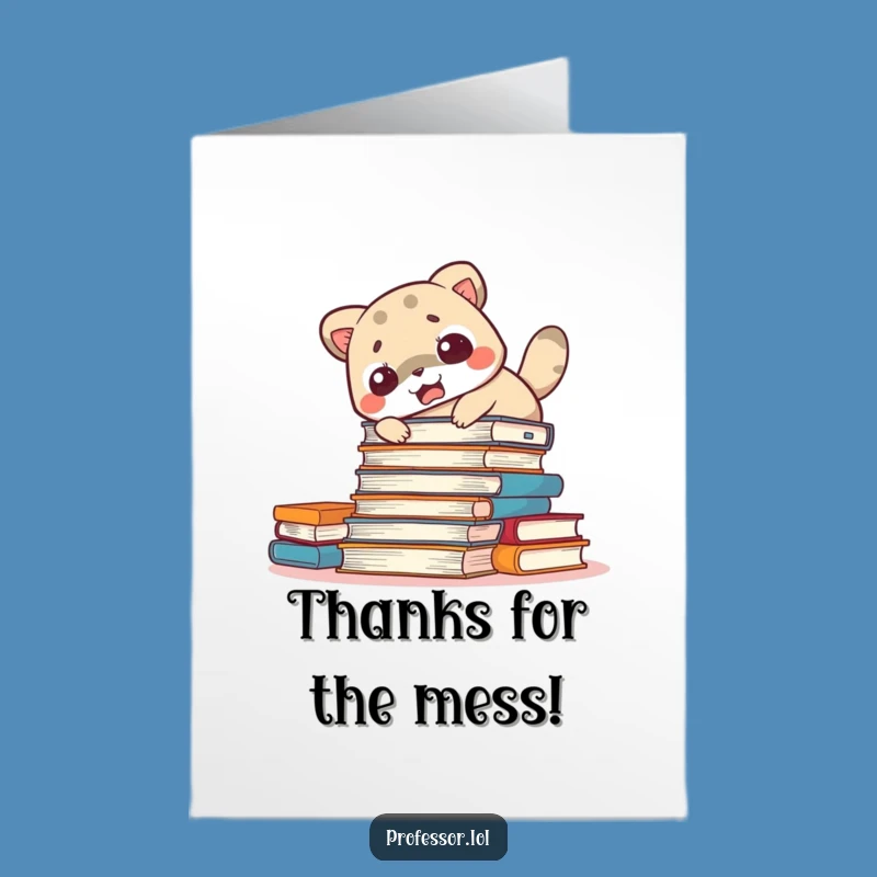 Free Printable Bookish Thank You Card: Funny Animal Mishap Downloadable Gift