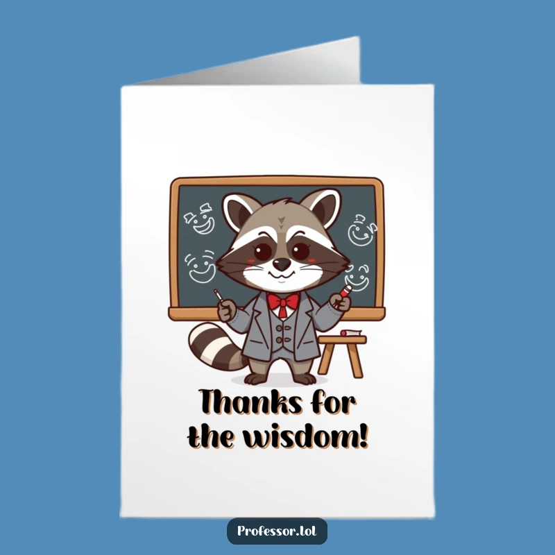 Free Printable Kawaii Raccoon Thank You Card: Funny Downloadable Gift for Smart Appreciation