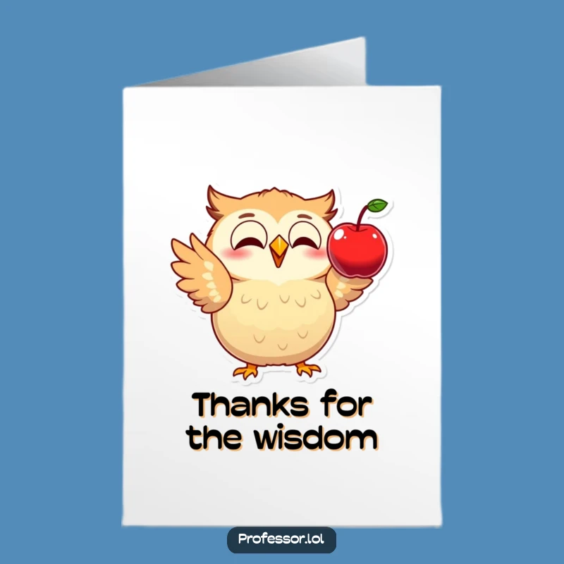 Free Printable Thank You Card: Owl's Explanation, Apple Gratitude, Downloadable Gift