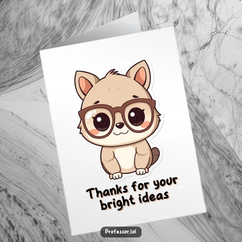 Funny Free Printable Thank You Card: Cute animal character wears spectacles and looks very intelligent.
