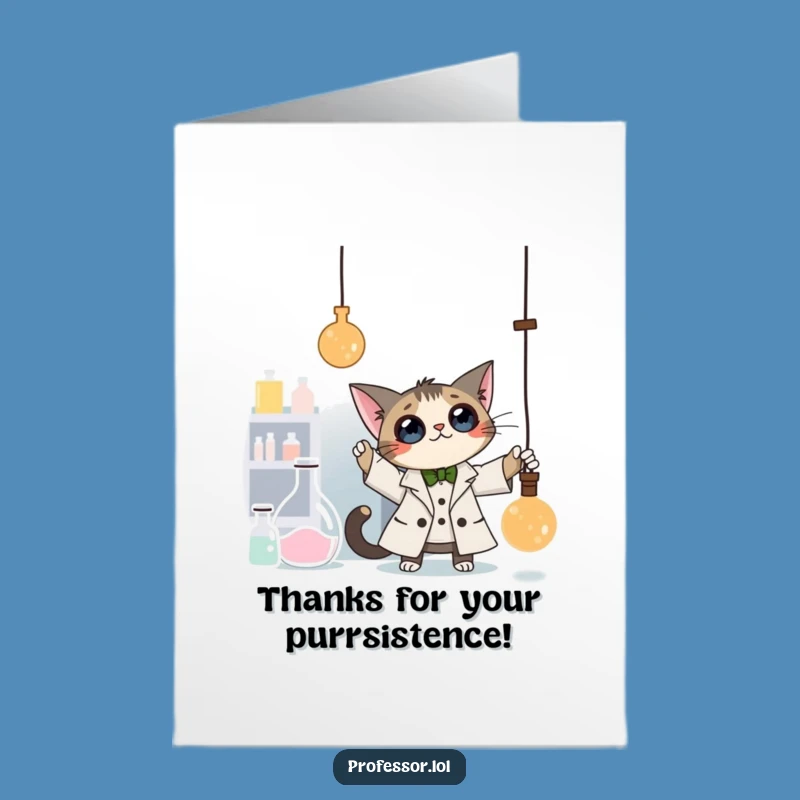 Free Printable Cat Teacher Thanks Card - Funny Downloadable Lab Greeting