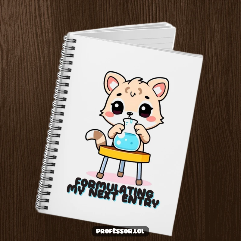 Funny animal notebook, animal adjusting beaker, laboratory stand, journal for ideas, stationery.