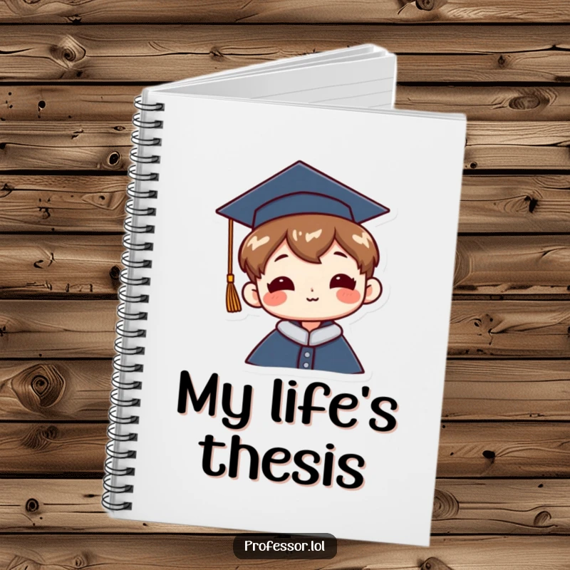 Funny Graduation Notebook: A character wears a graduation cap tilted jauntily, ideal for jotting down future plans and achievements.