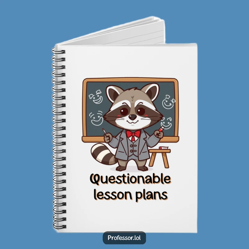 Funny Kawaii Raccoon Professor Notebook: Mischievous Blackboard Art Journal