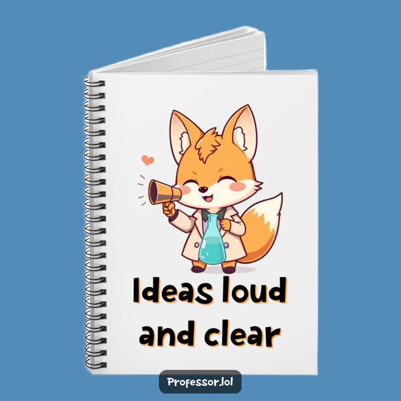 Funny Fox Professor Notebook: Giggling Scholar, Beaker Megaphone, Journal Gift