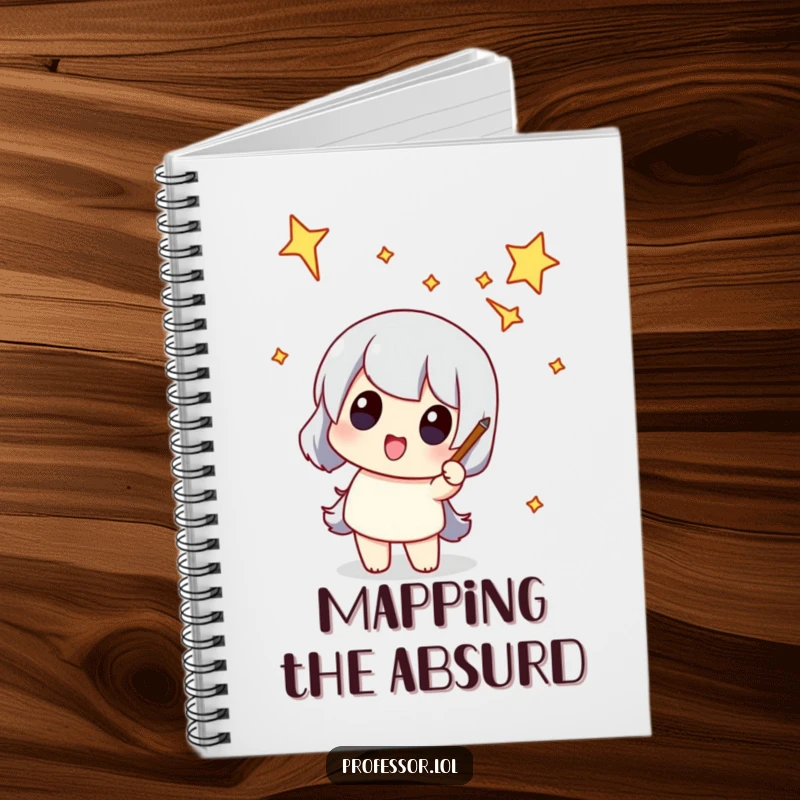 Funny notebook with a character using a pointer to highlight a funny-shaped constellation, ideal for notes and cosmic inspiration.