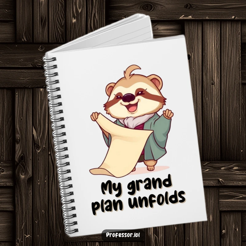 Funny Sloth Professor Notebook: A joyful sloth professor slowly unfurls a very long scroll, a hilarious and practical notebook for slow thinkers.