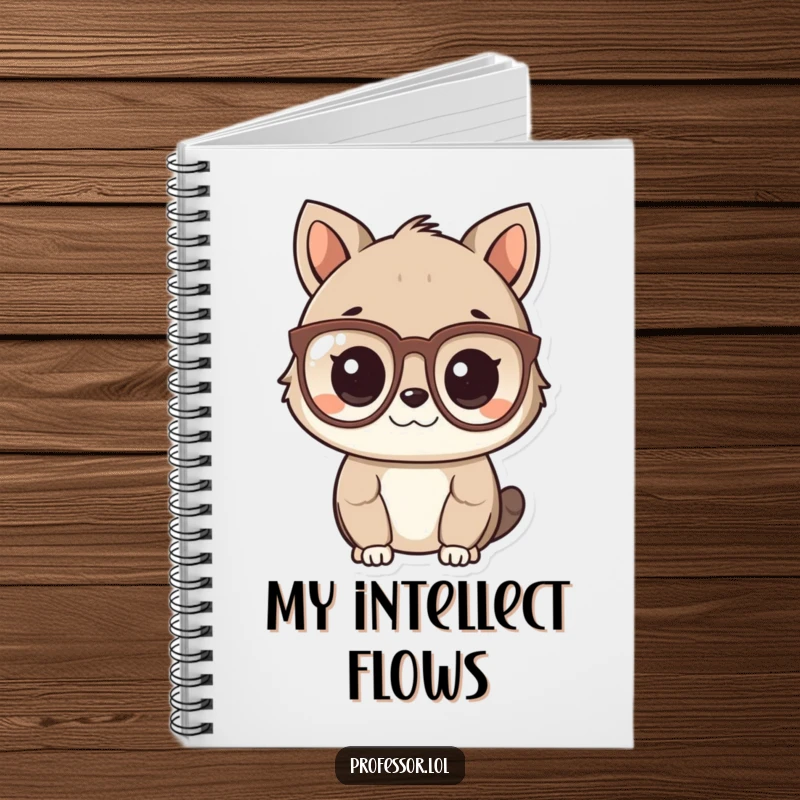 Funny Smart Animal Notebook showing a cute animal character wearing spectacles and looking intelligent, ideal for notes and funny gifts.