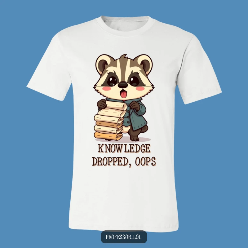 Funny Badger Professor T-Shirt: Dropping Scrolls, Hilarious Academic Wear Gift