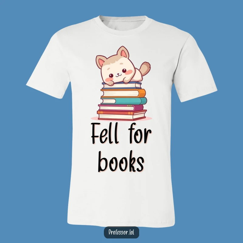 Funny Book Lover T-Shirt: Cute Animal Trips Over Books, Great Reader Gift!