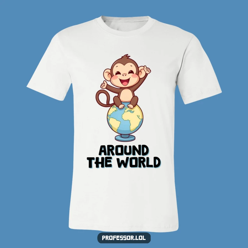 Funny Monkey Explorer T-Shirt, World Traveler Tee, Hilarious Adventure Gift