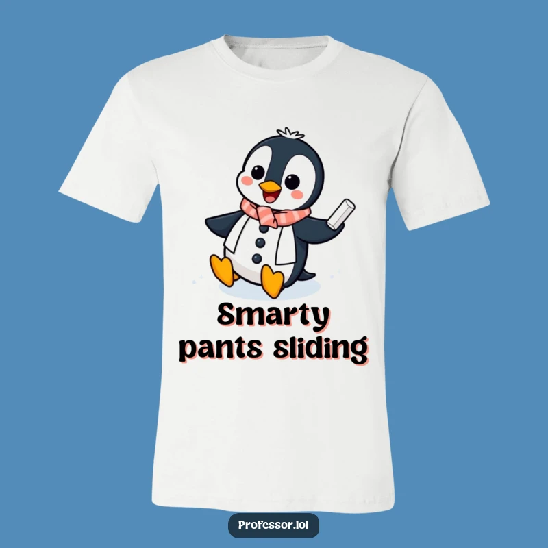 Funny Penguin Professor T-Shirt: Wearable Comedy of Icy Chalkboard Slides