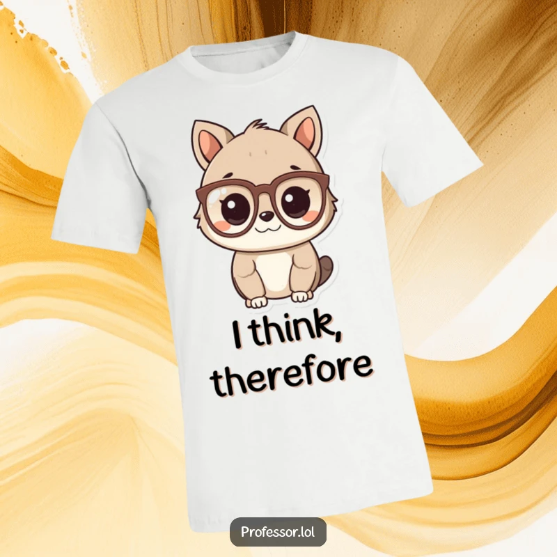 Funny Smart Animal T-Shirt featuring a cute animal character wearing spectacles and looking intelligent, great funny gift.