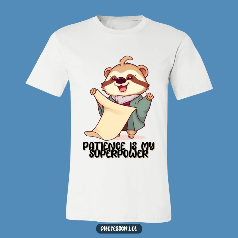 Funny Sloth Professor T-Shirt: Wearable Art of Slow Scroll Unfurling