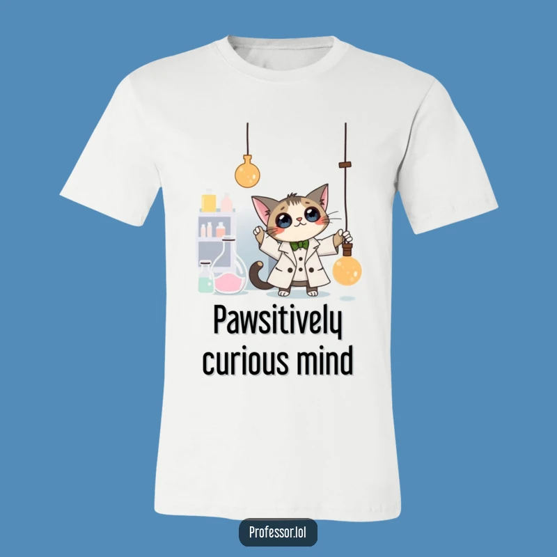 Funny Cat Professor T-Shirt: Wearable Lab Cat Physics Fun