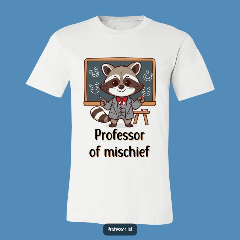 Funny Kawaii Raccoon Professor T-Shirt: Mischief Blackboard Art Tee