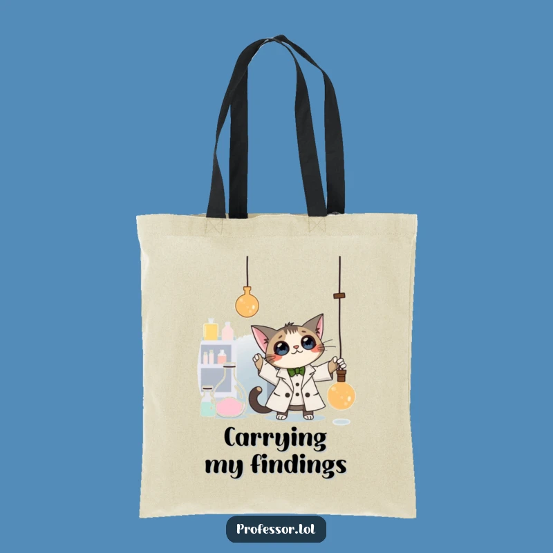 Funny Cat Professor Tote Bag: Carry Lab Experiments with Feline Flair