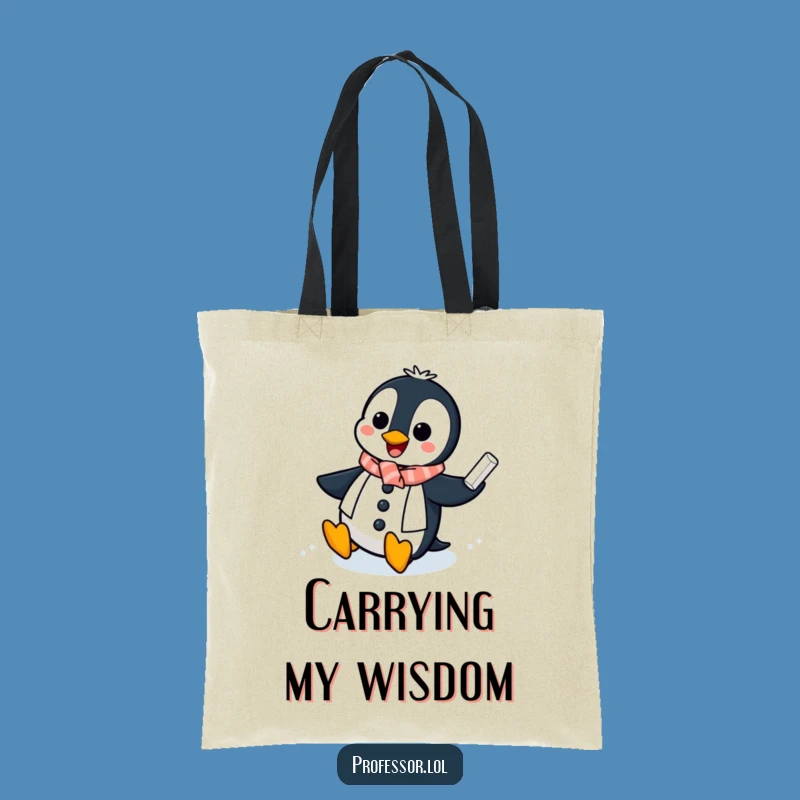 Funny Penguin Professor Tote Bag: Carry Your Books with Icy Chalkboard Style