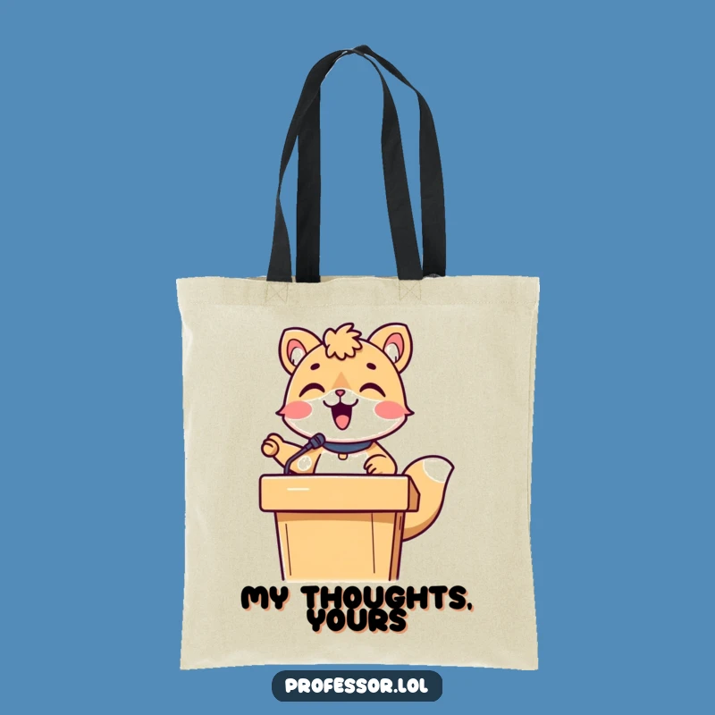 Funny Animal Lecture Tote Bag: Cute Character's Hilarious Speech, Perfect Grocery Gift!