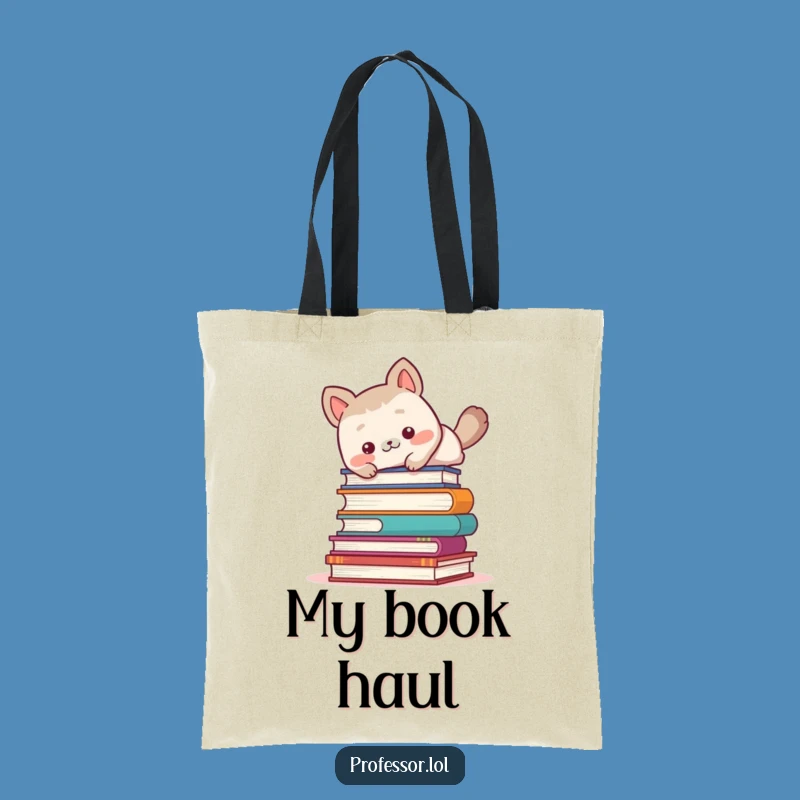 Funny Book Tote Bag: Cute Animal Trips Over Books, Perfect Reader Gift!