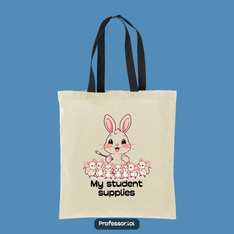 Funny Classroom Rabbit Tote Bag: Carry Your Books with Joy